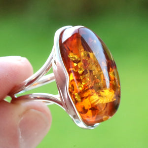 Oval Amber Gemstone Ring