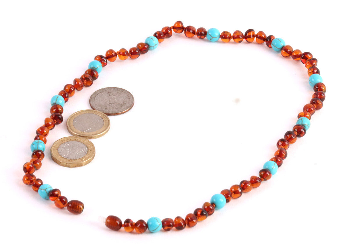 Turquoise and Amber Necklace for Women