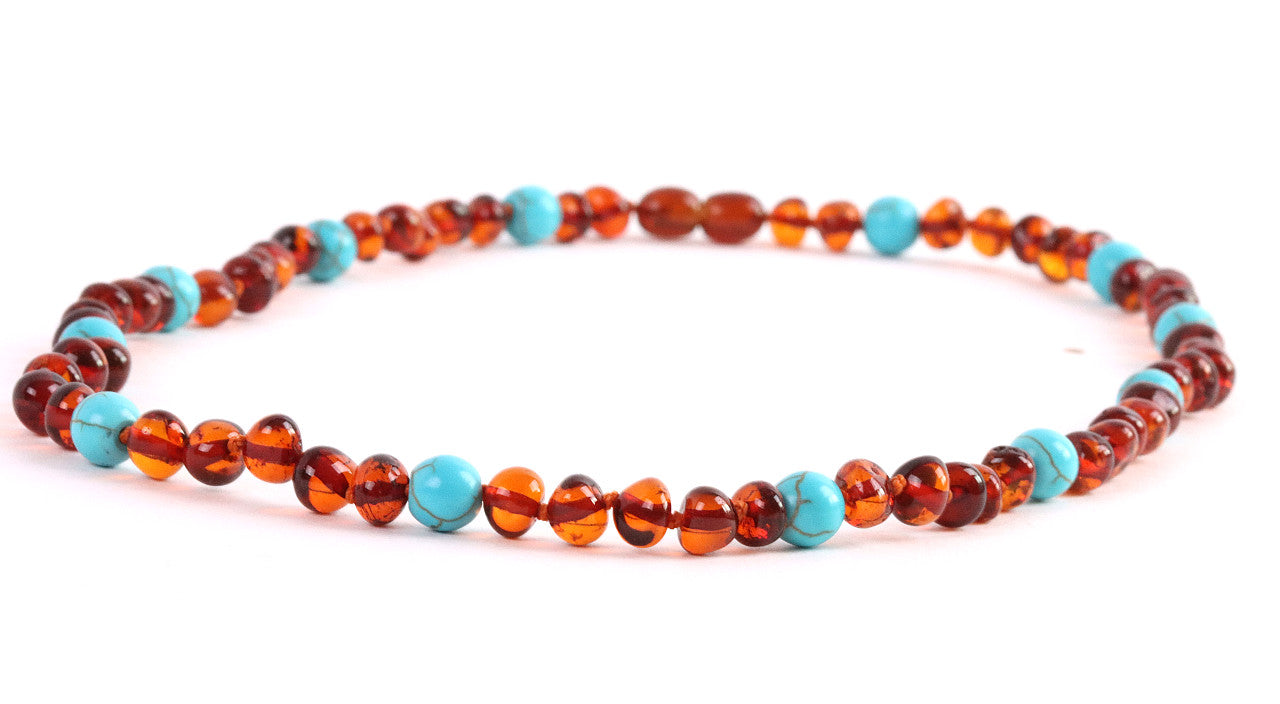 Turquoise and Amber Necklace for Women