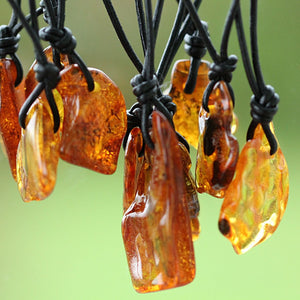 Amber Amulet Gift for Wellness/ Natural Jewelry /Polished Tumbled Gem Necklace for Protection / Natural Nordic Baltic Amber Stone Pendant - Amber SOS