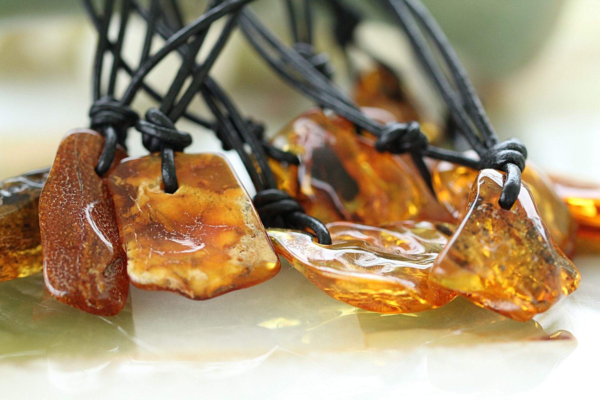 Amber Amulet Gift for Wellness/ Natural Jewelry /Polished Tumbled Gem Necklace for Protection / Natural Nordic Baltic Amber Stone Pendant - Amber SOS