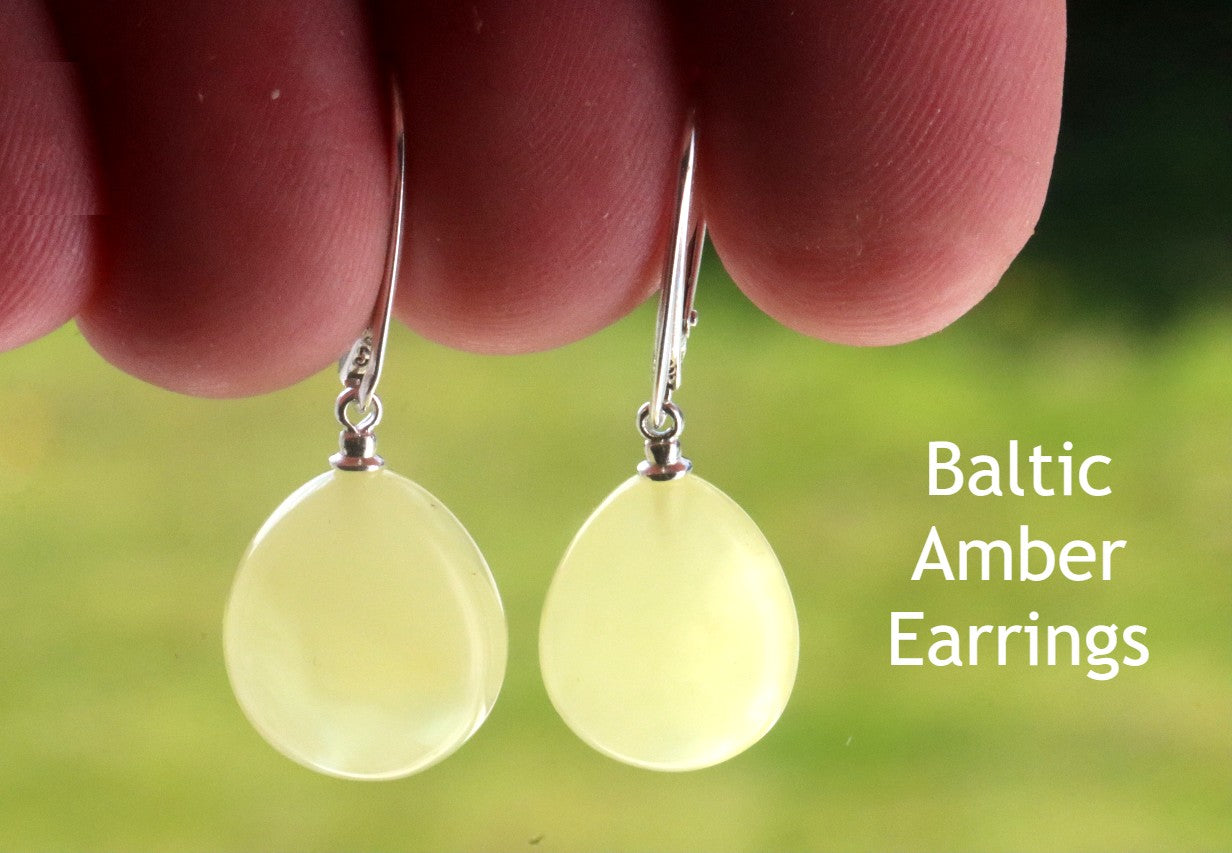 White Baltic Amber Earrings