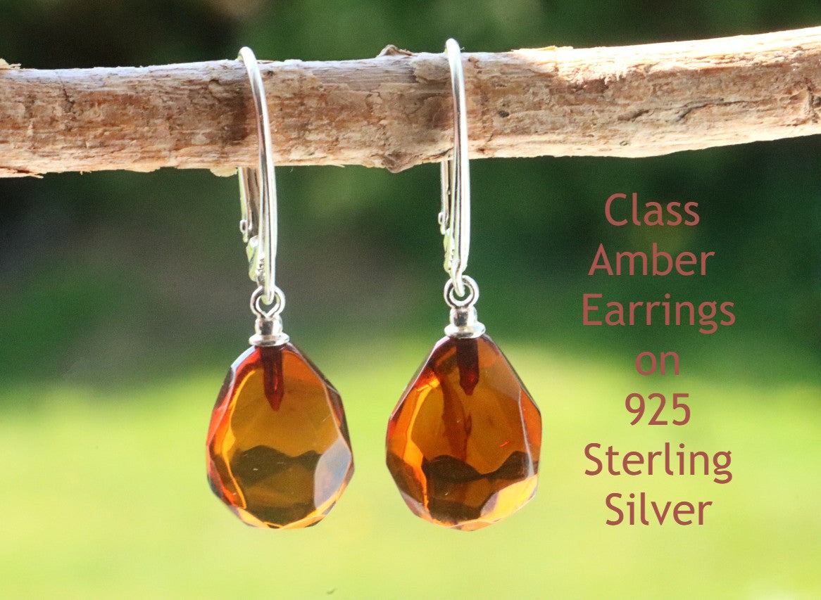 Quality  Faceted Amber Earrings