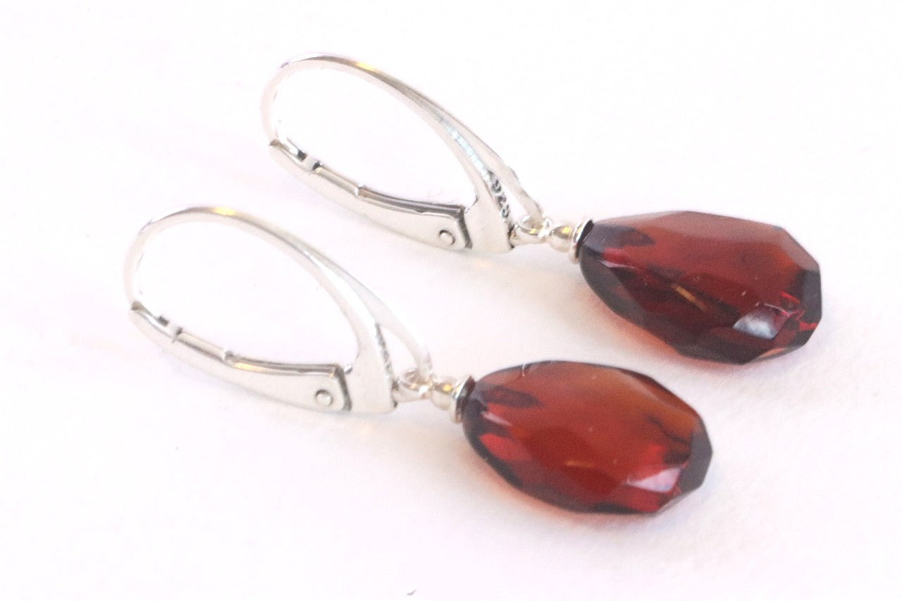 Quality  Faceted Amber Earrings