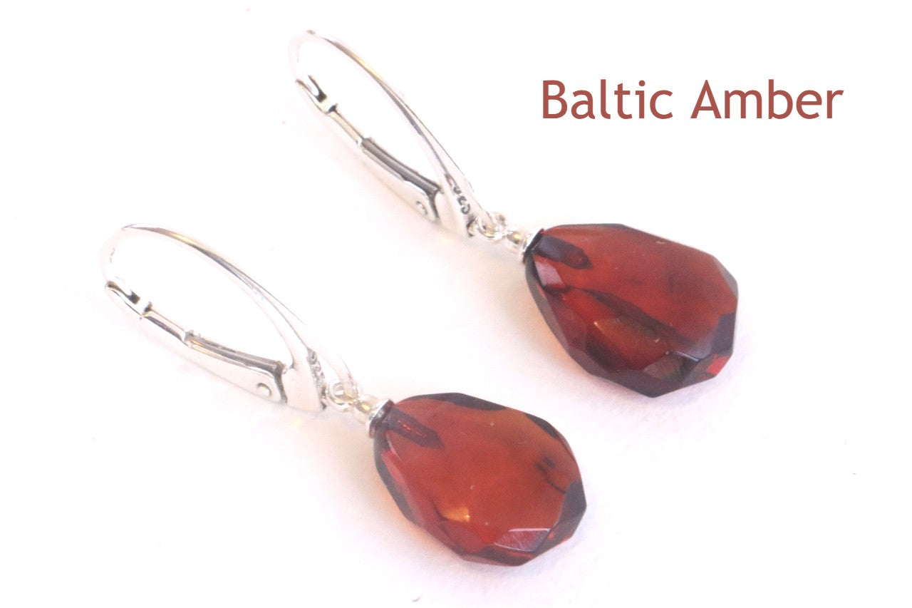 Quality  Faceted Amber Earrings