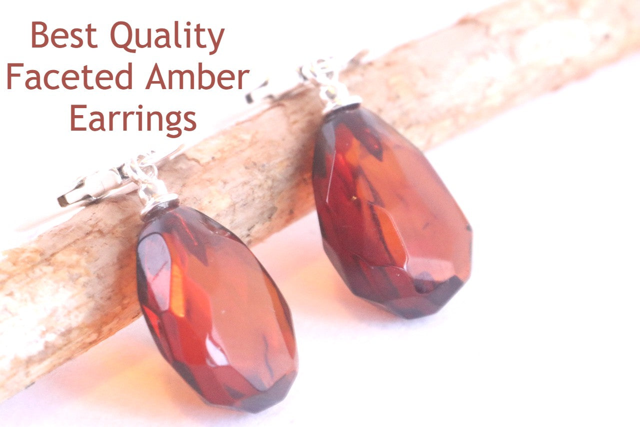 Quality  Faceted Amber Earrings
