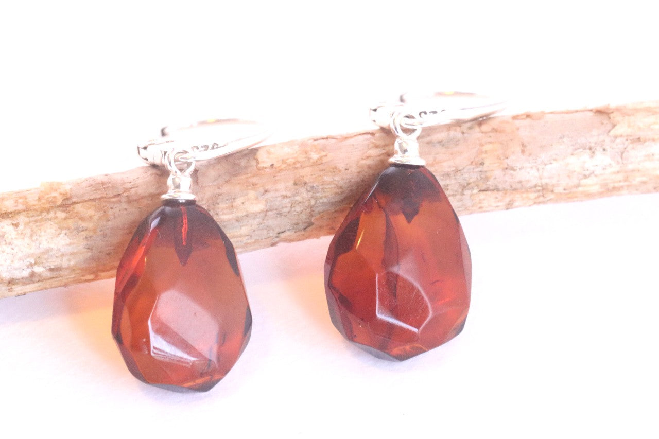 Quality  Faceted Amber Earrings