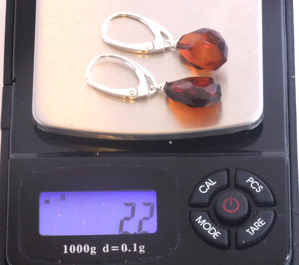 Quality  Faceted Amber Earrings