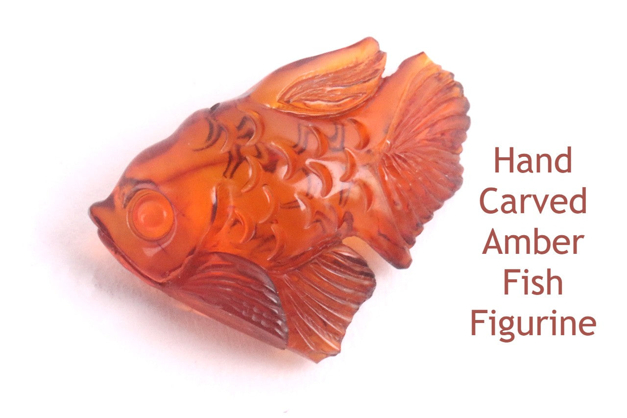 Hand Carved Amber Fish Figurine