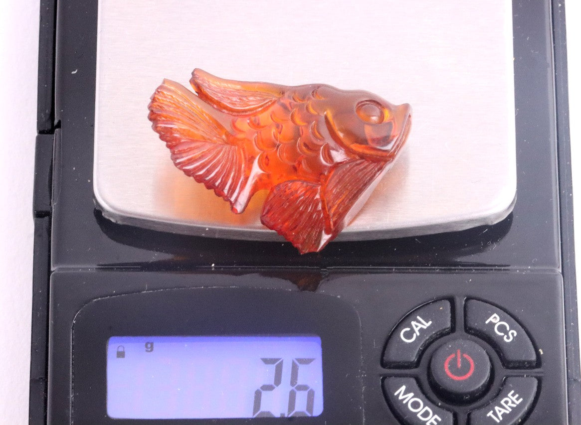 Hand Carved Amber Fish Figurine