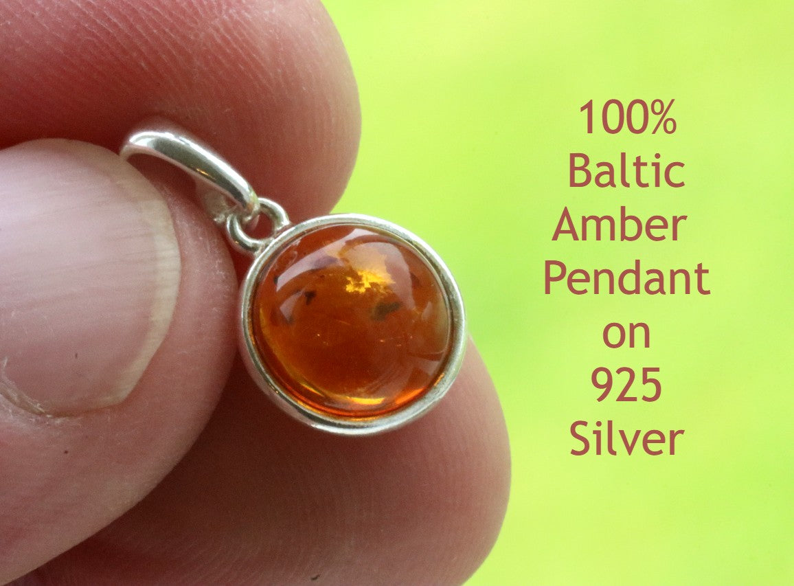 Classic Tiny Circle Honey Amber Pendant