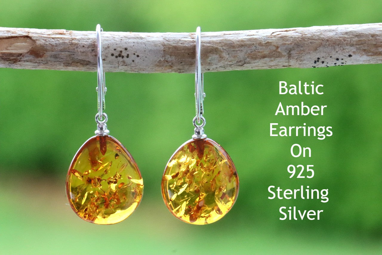 Baltic Gemstone Teardrop Earrings
