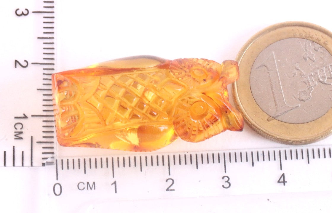 Unique Owl Figurine 100% Baltic Amber