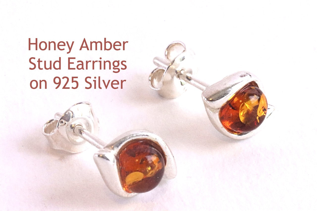 Honey Amber Stud Earrings