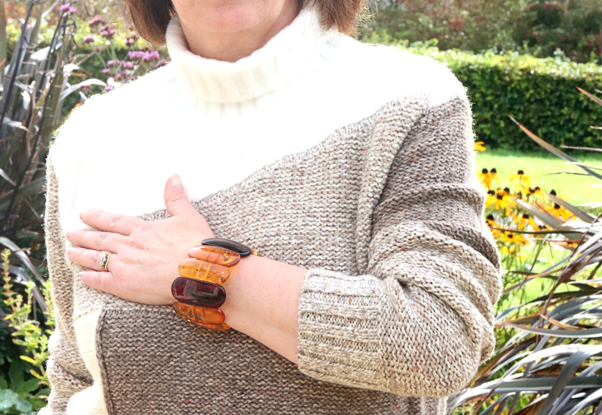 Natural Baltic Amber Statement Bracelet – 62g Massive Gemstone Bangle