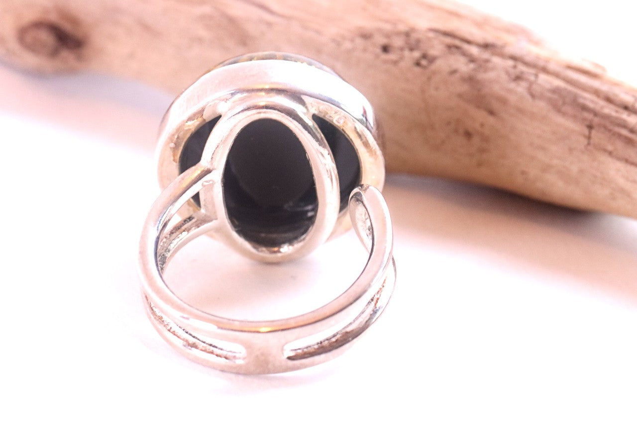 Green Baltic Amber Ring