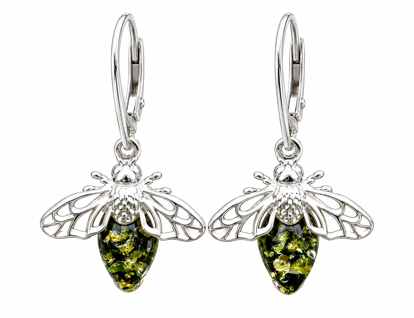 Honey Bee Amber Earrings