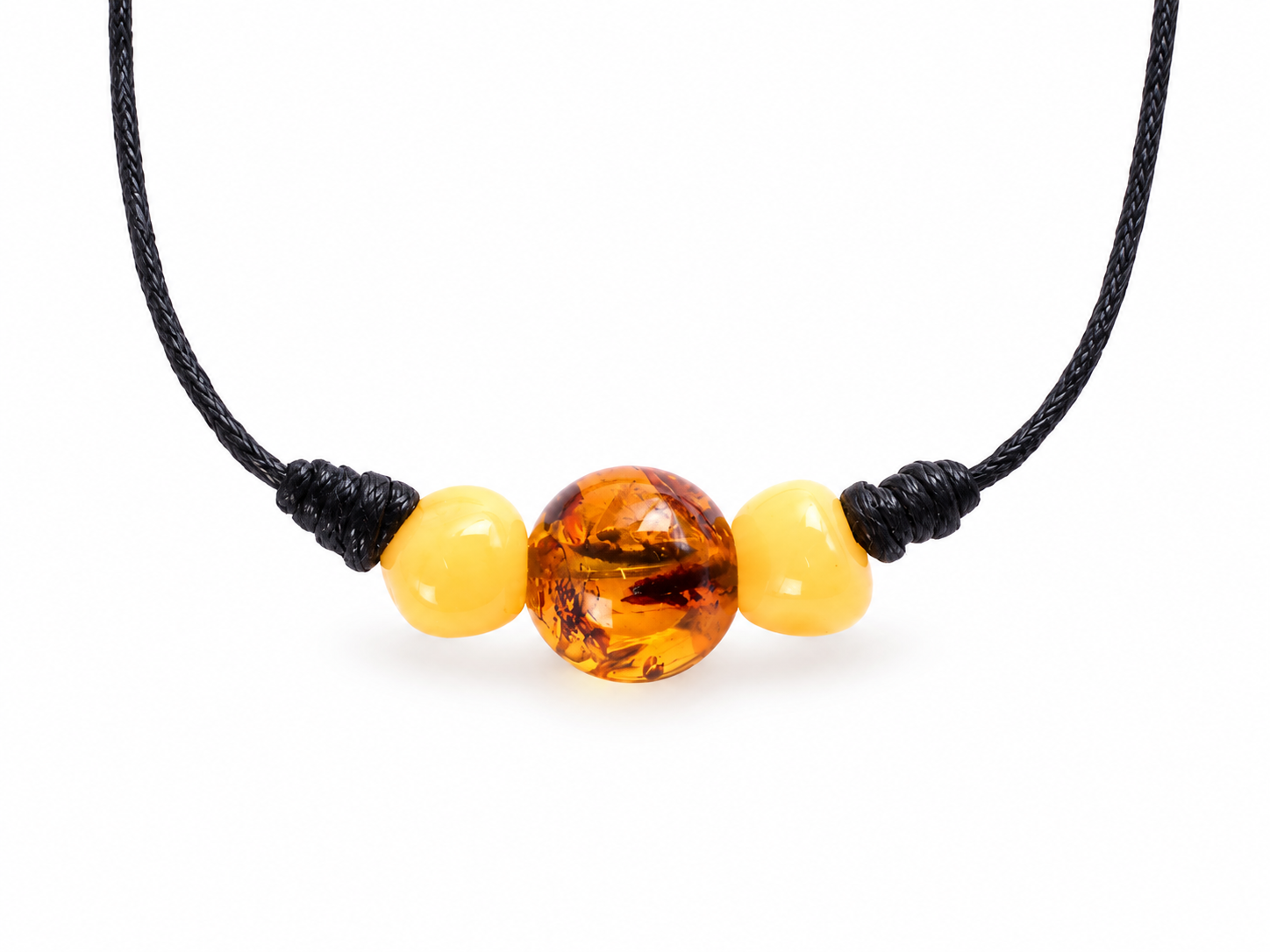 Baltic Amber Trio Amulet Necklace