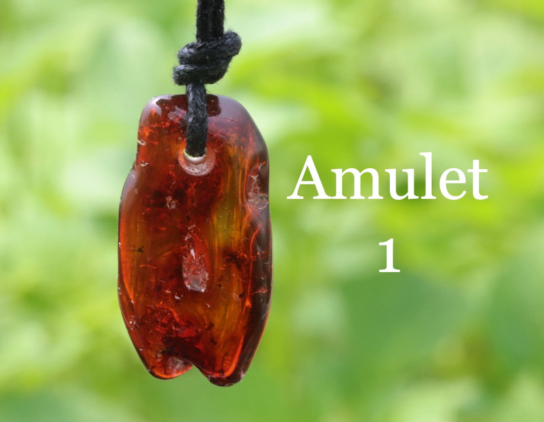 Set of 2 X Baltic Amber Amulet Pendants