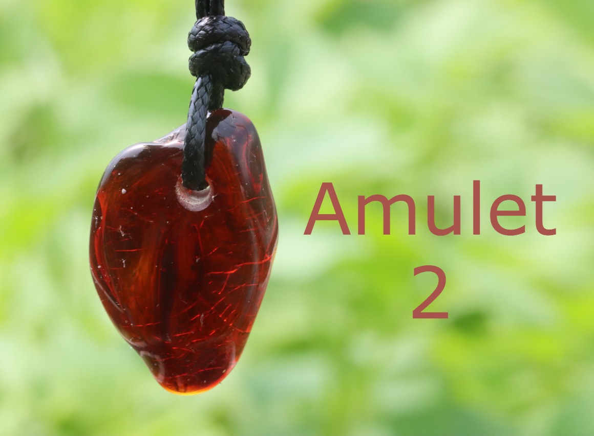 Set of 2 X Baltic Amber Amulet Pendants