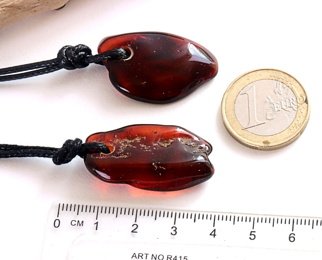 Set of 2 X Baltic Amber Amulet Pendants