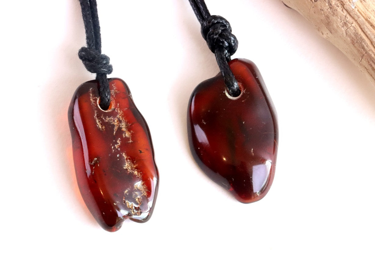 Set of 2 X Baltic Amber Amulet Pendants