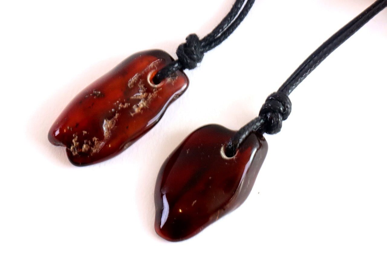 Set of 2 X Baltic Amber Amulet Pendants