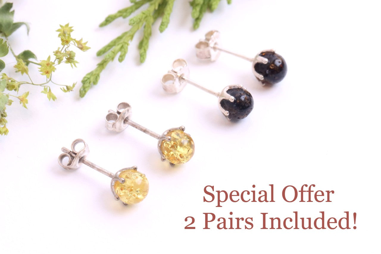 Two pairs of gold and black earrings on a white background with text 'Special Offer 2 Pairs Included!'.