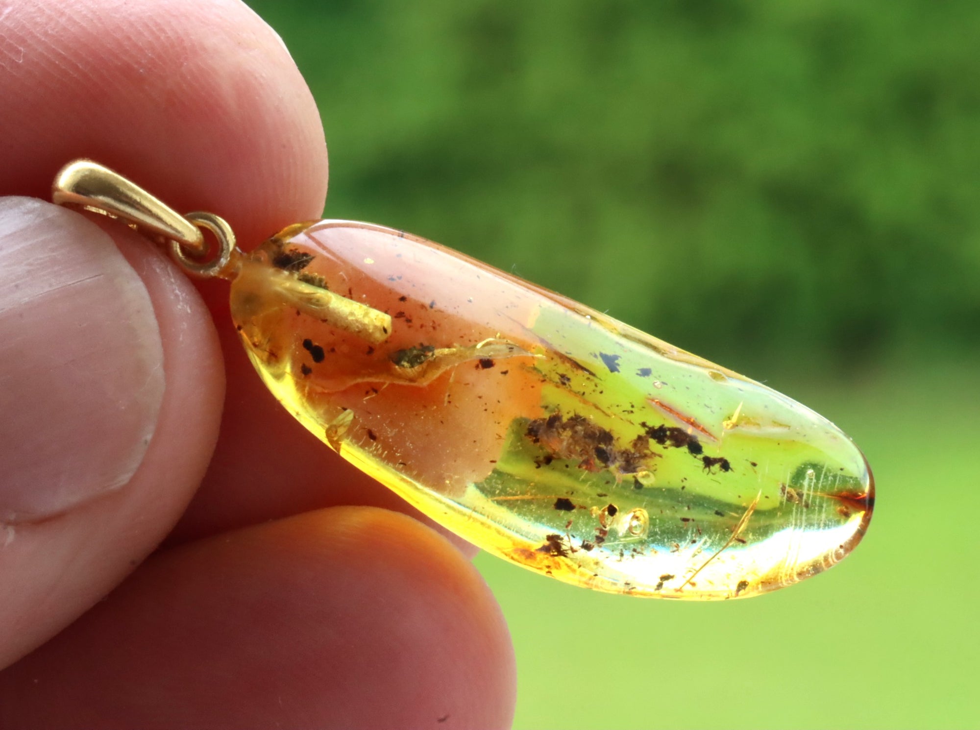 Natural Handmade Baltic Amber Pendant on 925 Gold Plated Silver