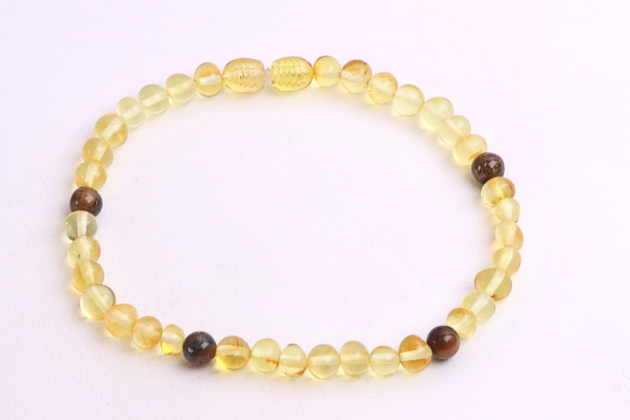 Baltic Amber and Tigers Eye Adult Anklet