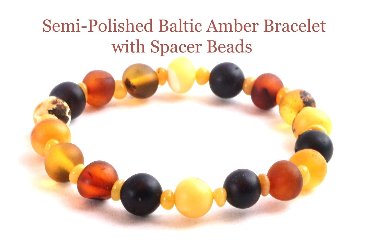 Semi-Polished Baltic Amber Bracelet with Spacer Beads – Limited Edition