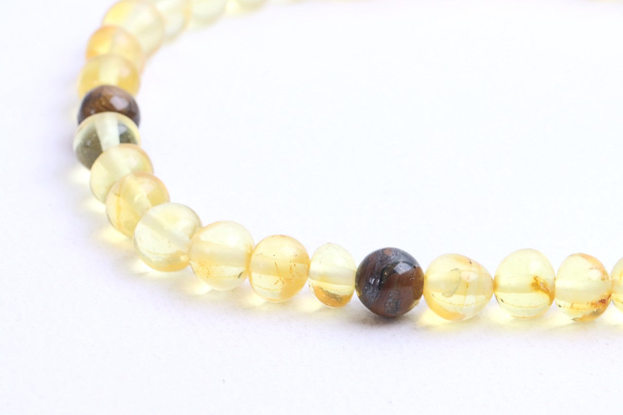 Baltic Amber and Tigers Eye Adult Anklet