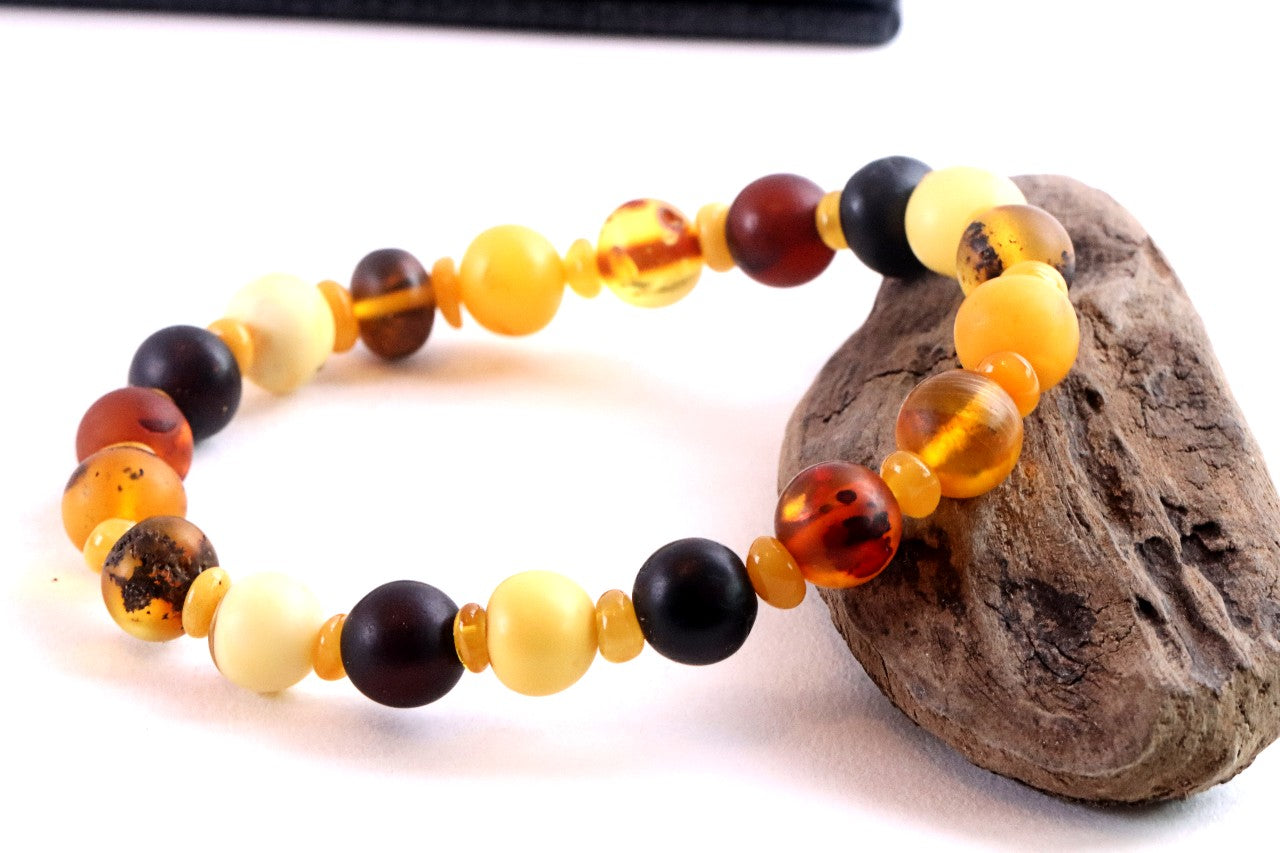 Semi-Polished Baltic Amber Bracelet with Spacer Beads – Limited Edition