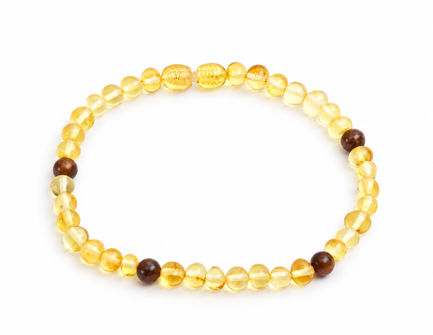Baltic Amber and Tigers Eye Adult Anklet