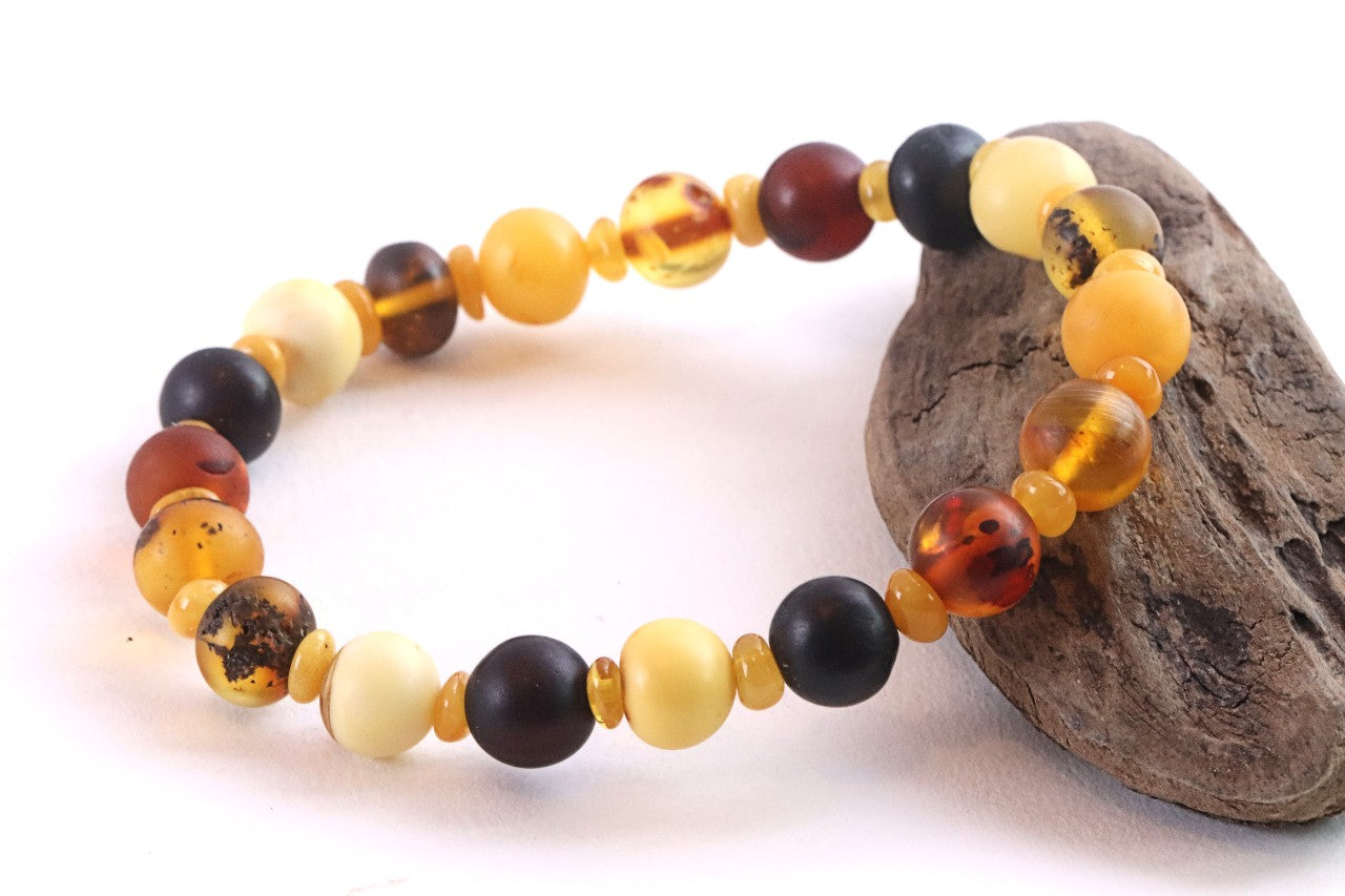 Semi-Polished Baltic Amber Bracelet with Spacer Beads – Limited Edition