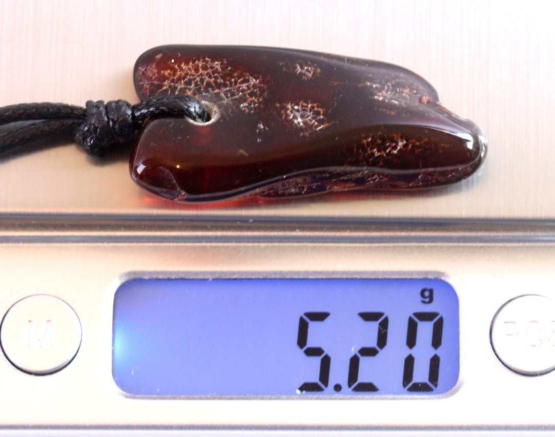 Natural Baltic Red Amber Amulet Pendant