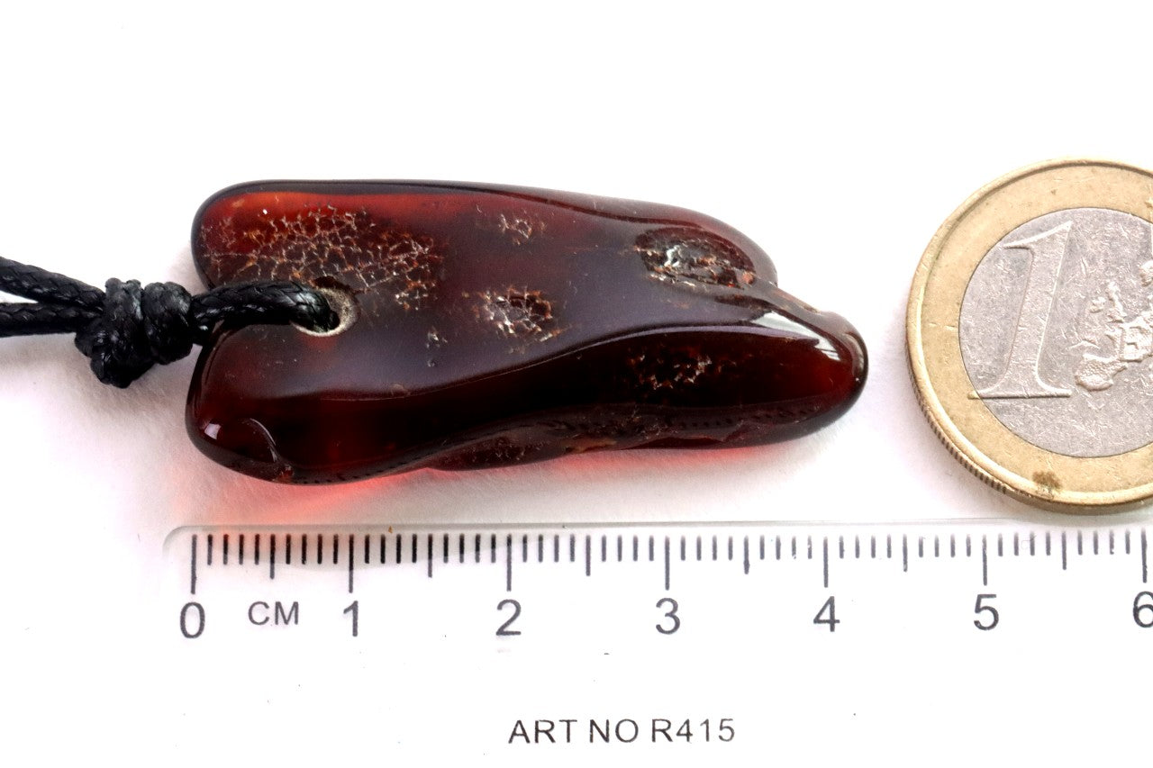 Natural Baltic Red Amber Amulet Pendant
