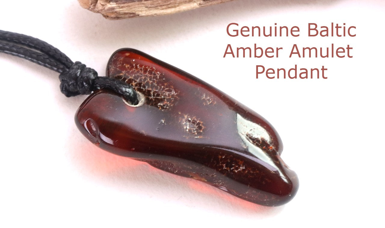 Natural Baltic Red Amber Amulet Pendant