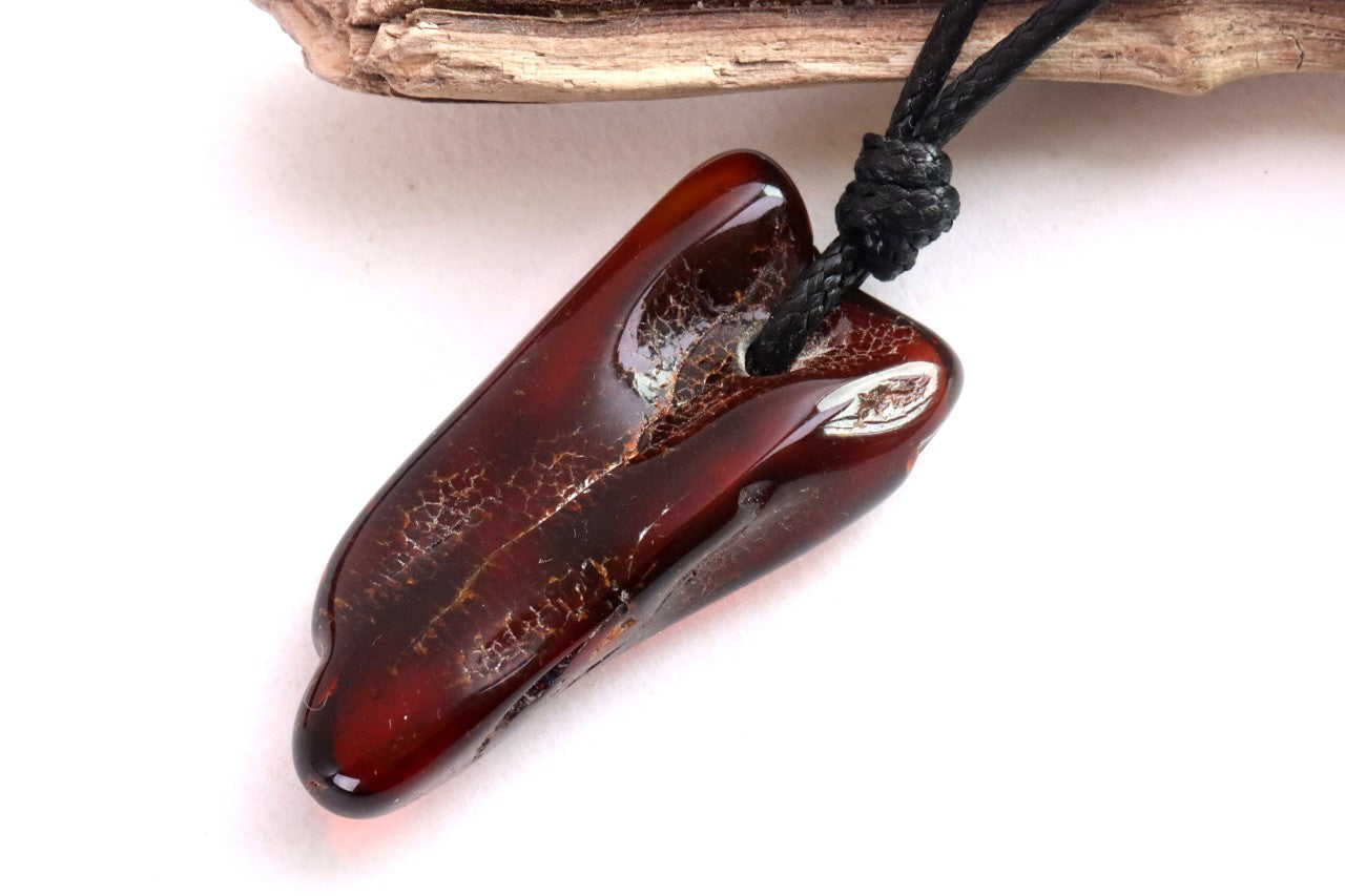 Natural Baltic Red Amber Amulet Pendant