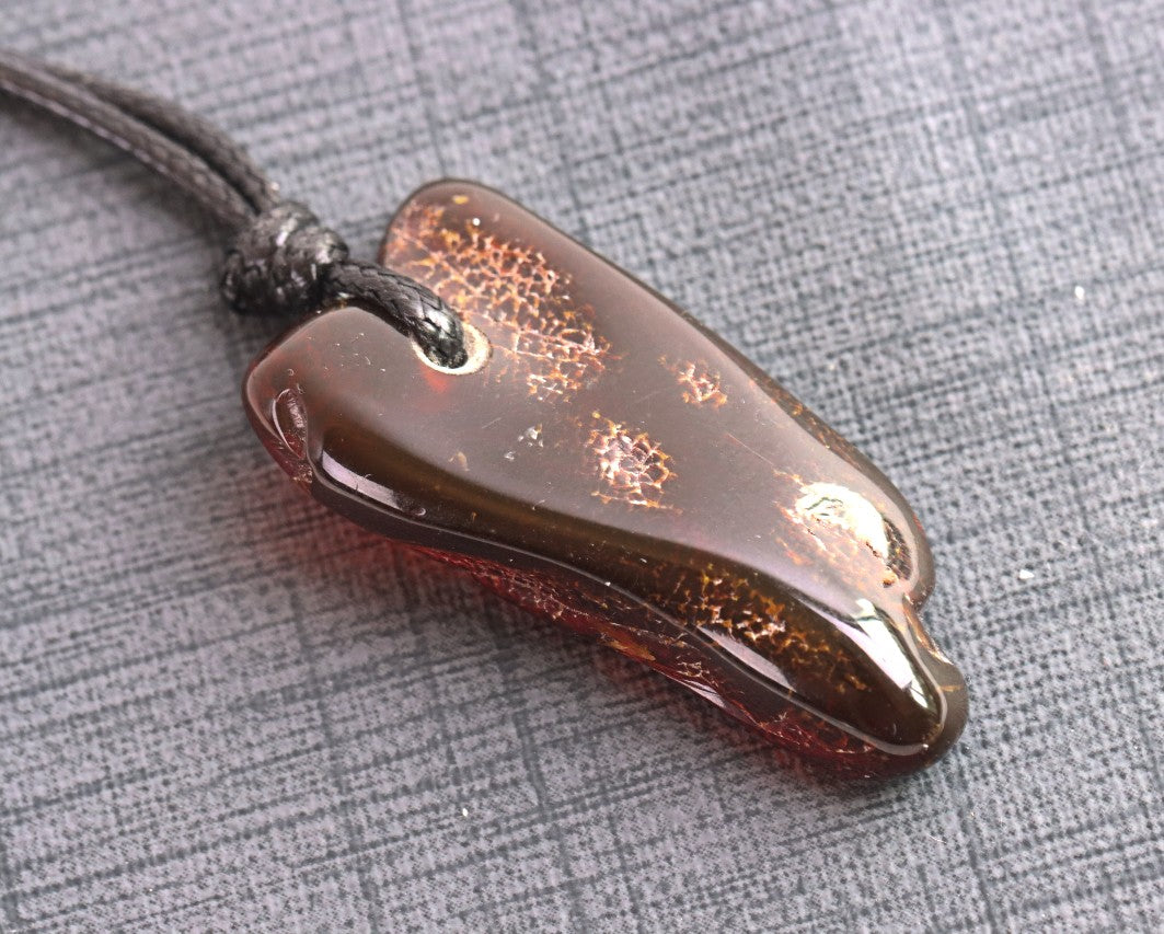 Natural Baltic Red Amber Amulet Pendant