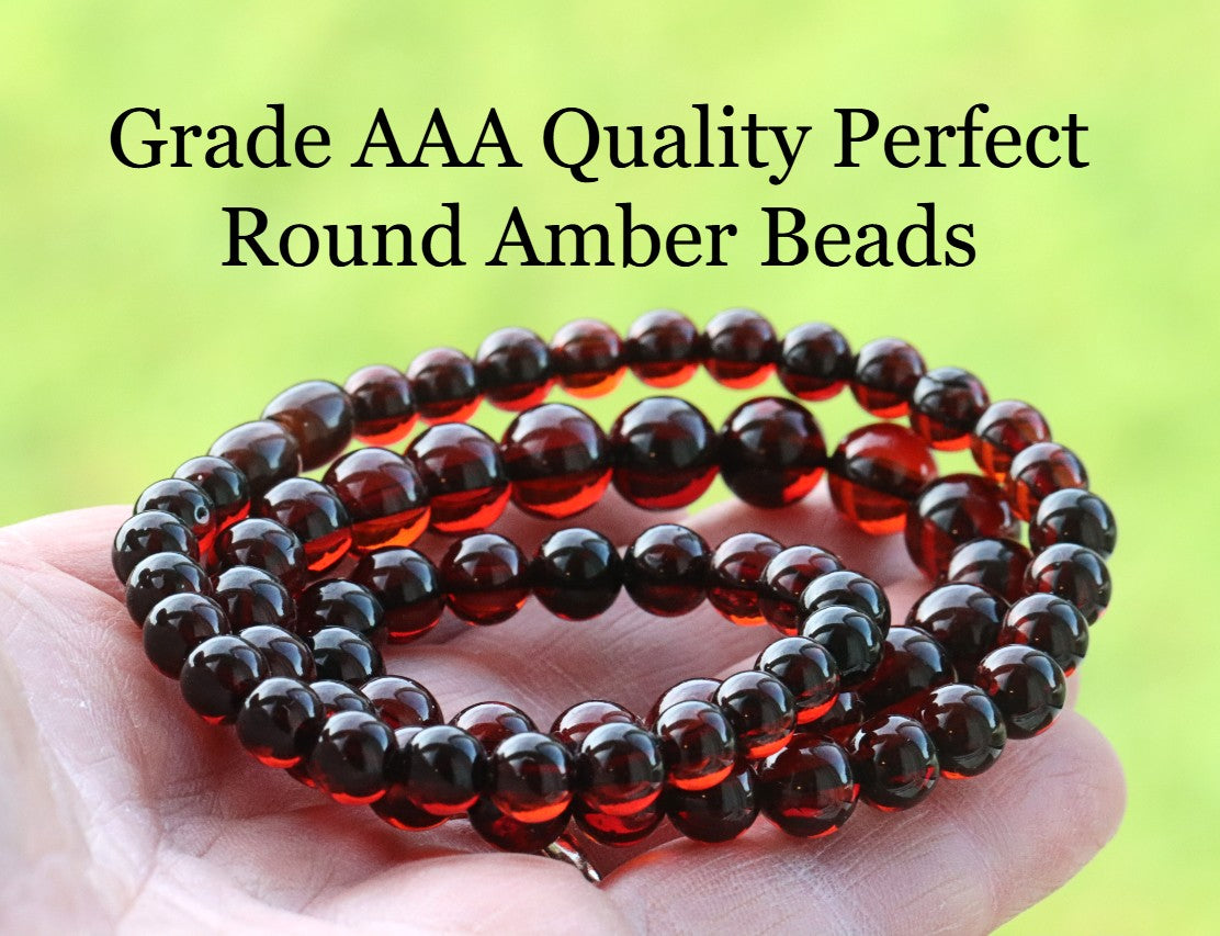 Grade AAA Quality Perfect Round Amber Beads For Crafting