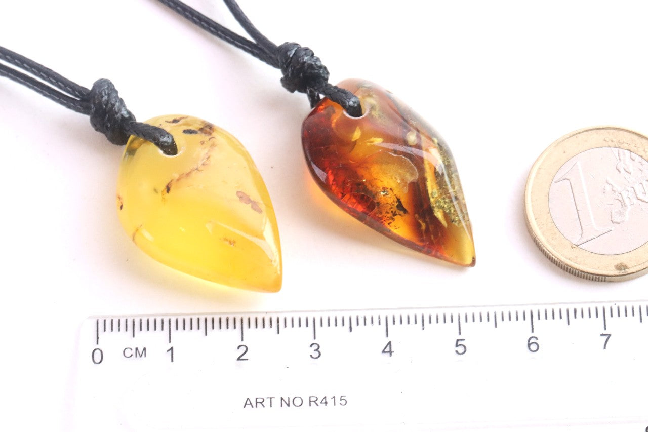 2 Amber Amulet Pendants