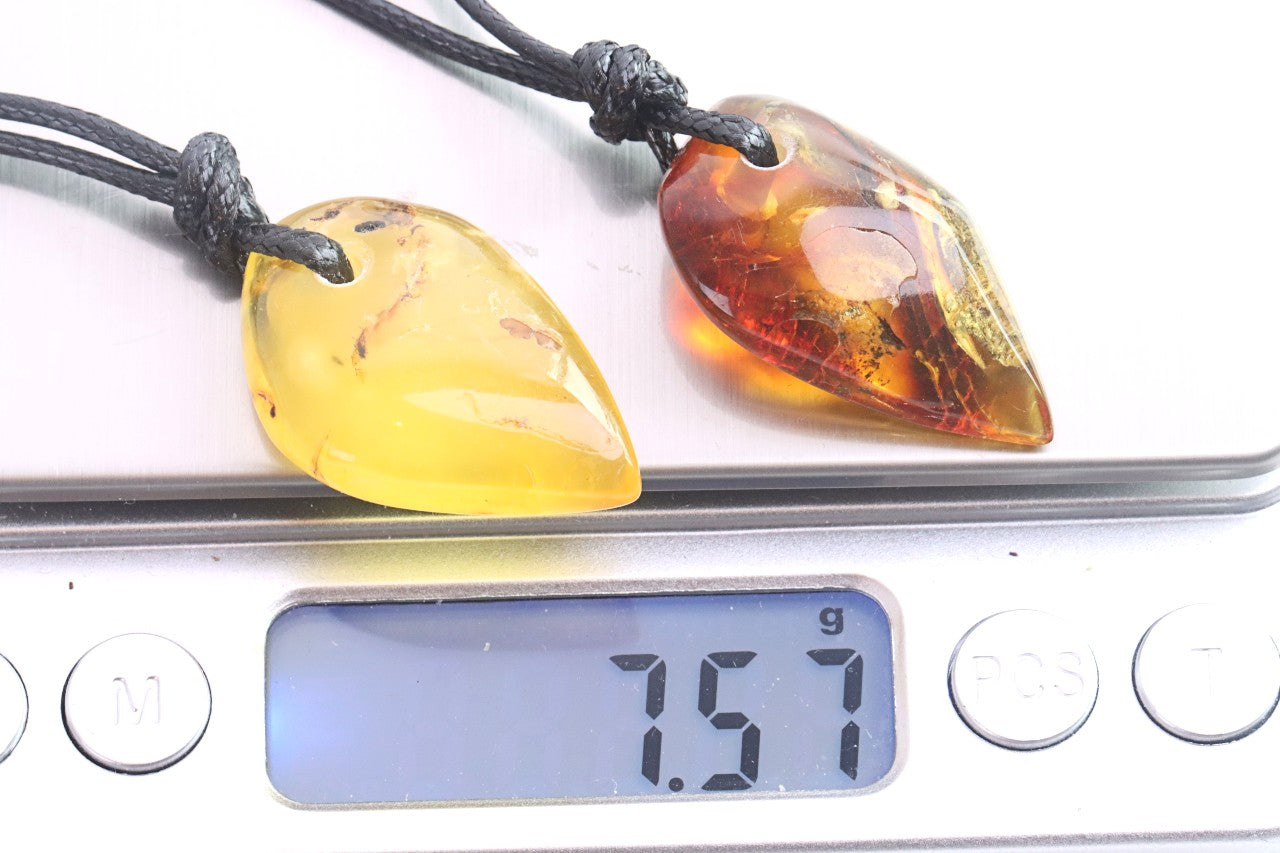 2 Amber Amulet Pendants