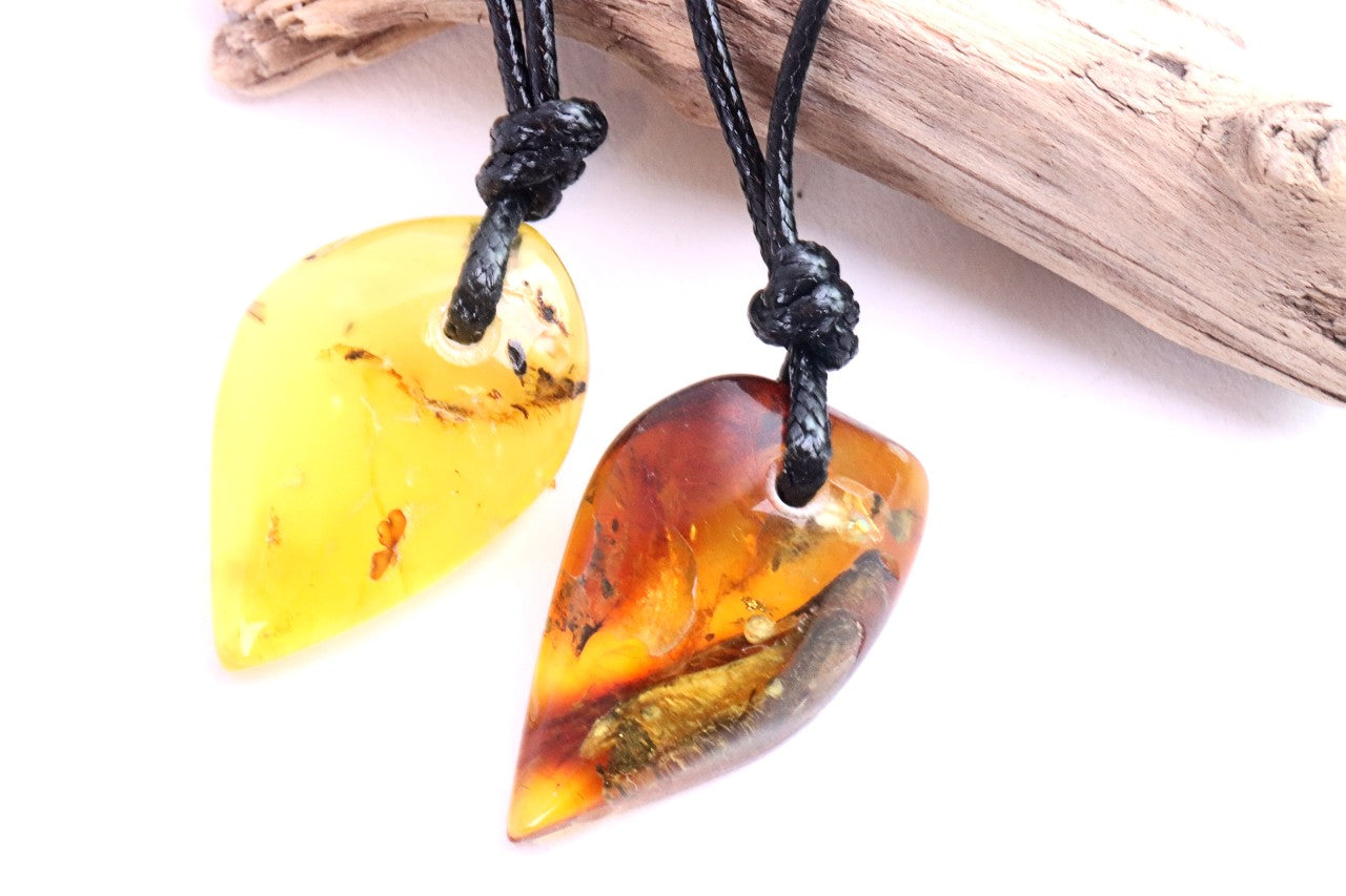 2 Amber Amulet Pendants