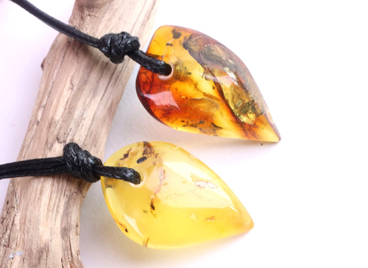 2 Amber Amulet Pendants