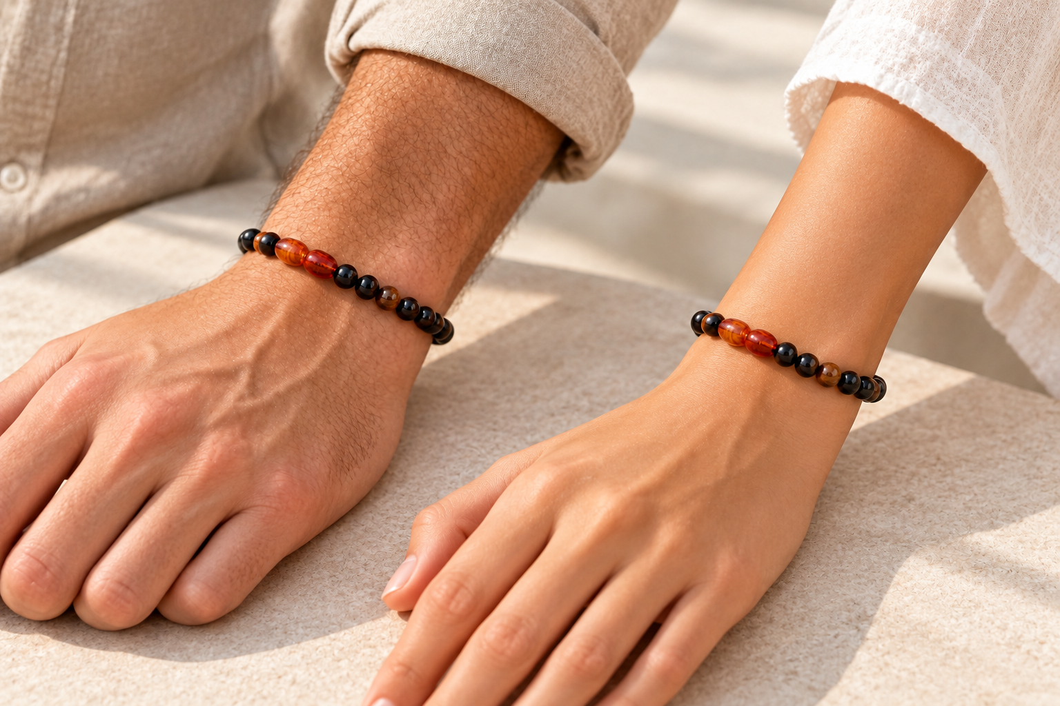Dark Baltic Amber and Tigers Eye Adult Anklet