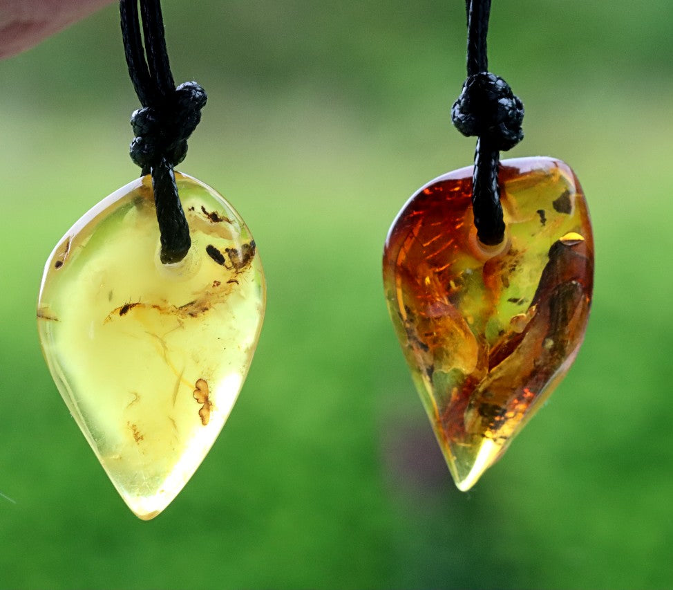 2 Amber Amulet Pendants