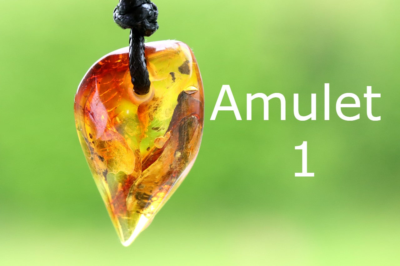 2 Amber Amulet Pendants