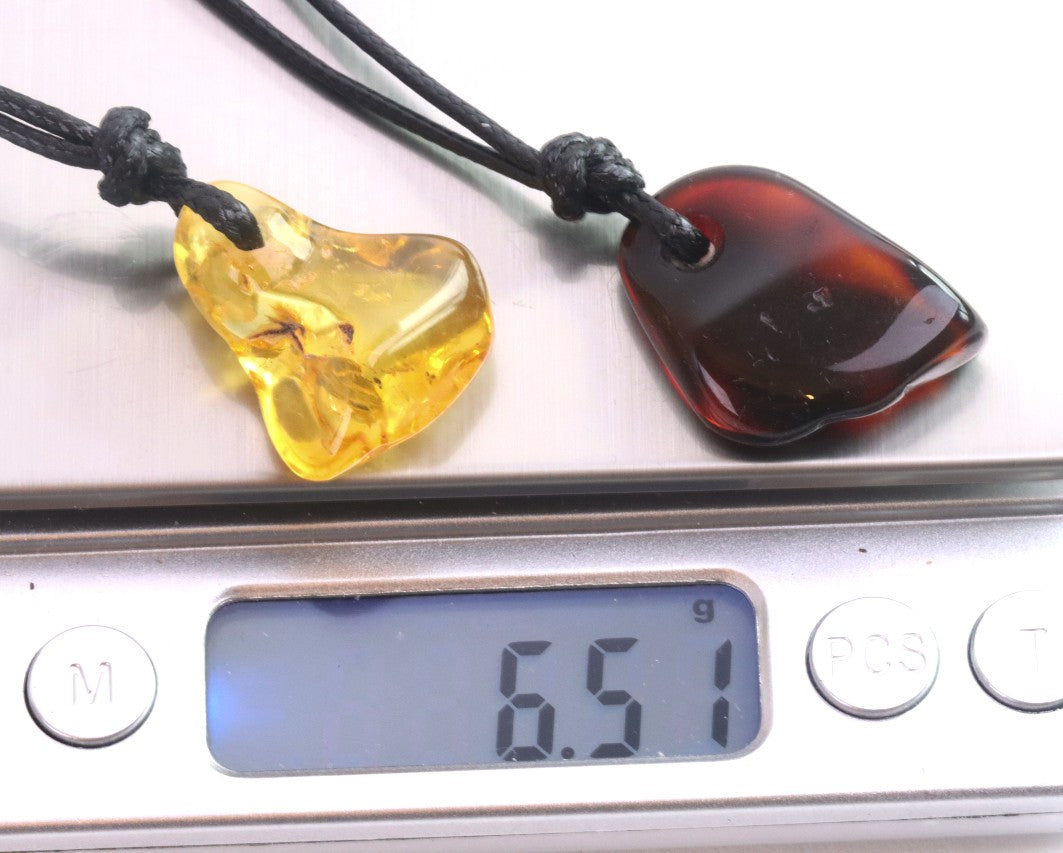 Amber Amulet Gift Pair – Set of 2 Baltic Amber Pendants