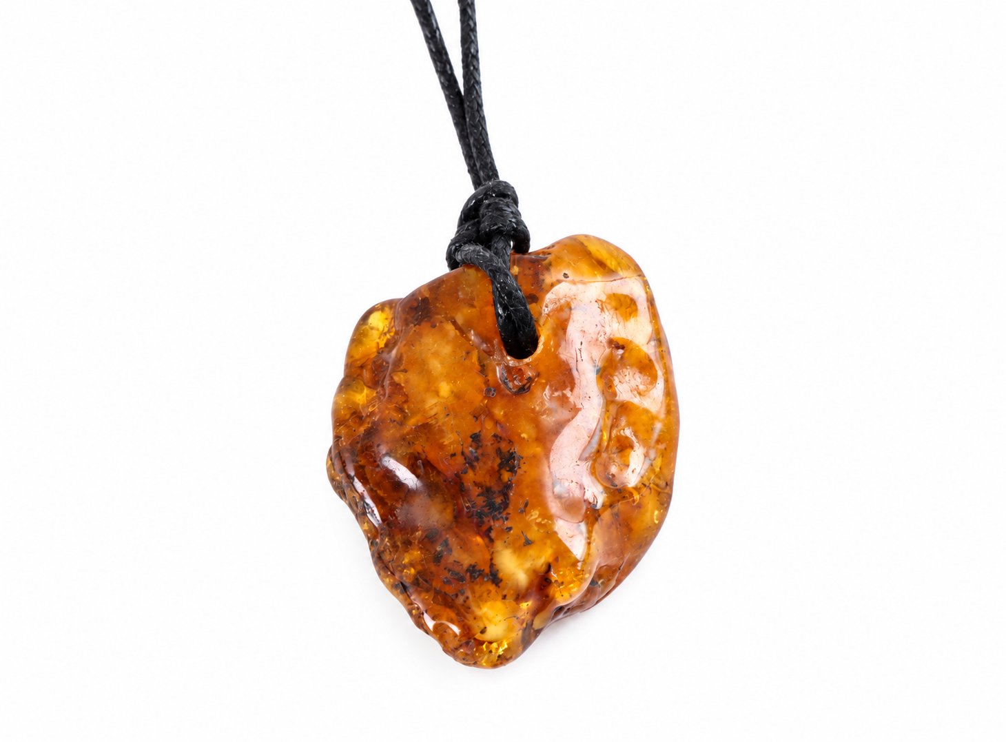 Large Natural Baltic Amber Amulet Pendant Necklace